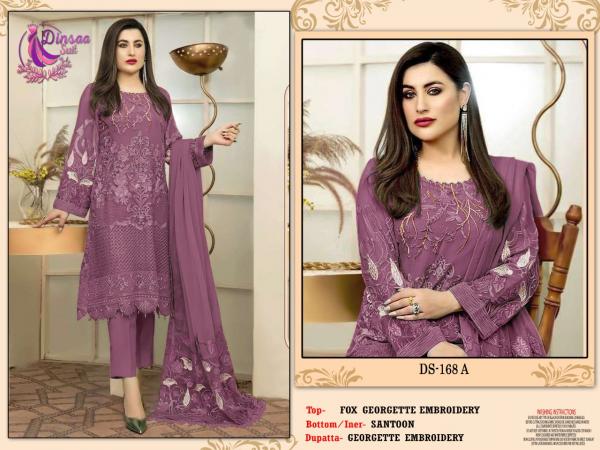 Dinsaa 168 Embroidery Georgette Pakistani Suit Collection